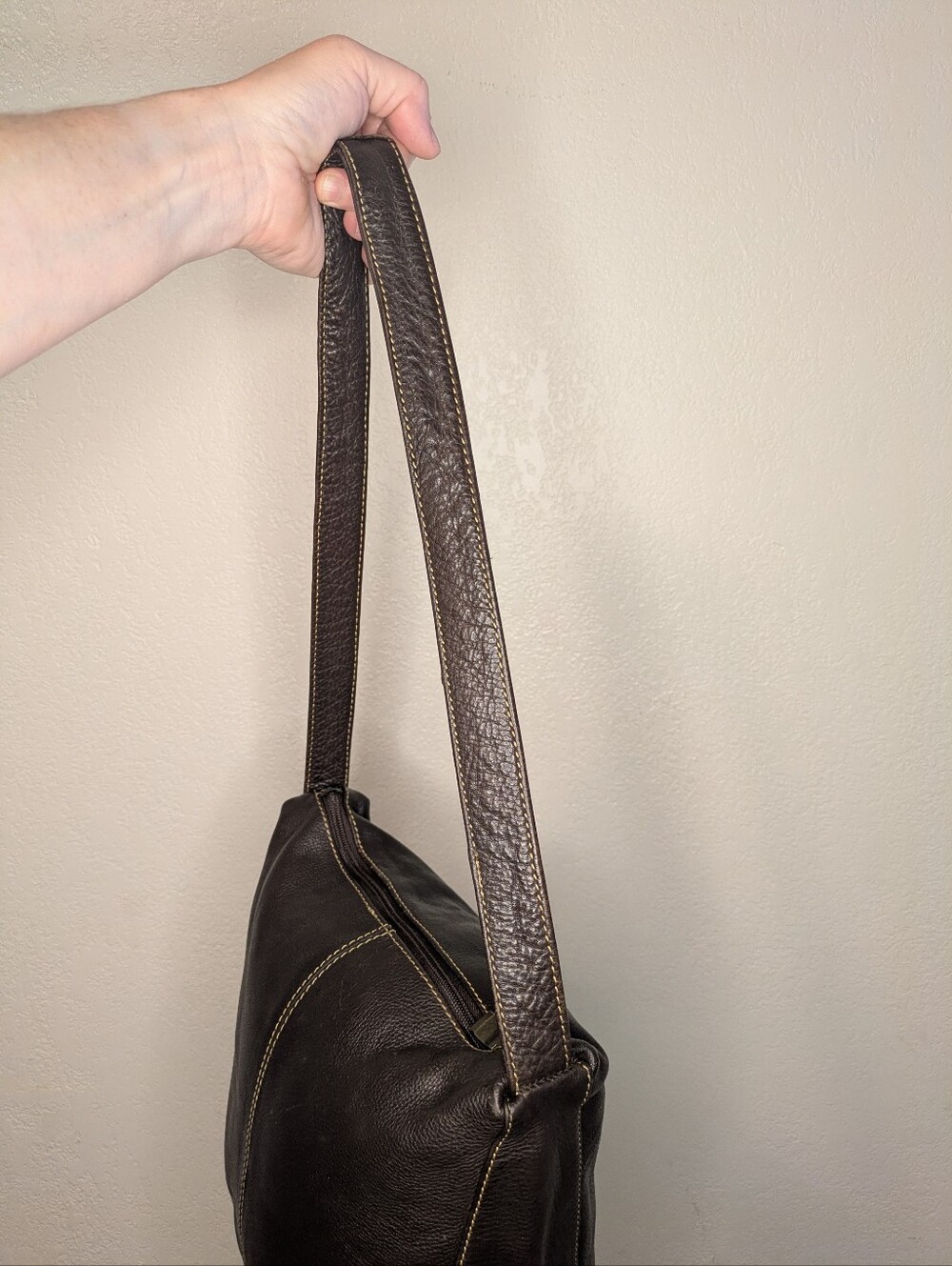 Vintage ESPRIT Collection San Francisco Chocolate Brown Leather Shoulder Bag 90s - Picture 10 of 13